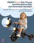 Kriddo Kids Foldable Tricycle with Headlight for 2 to 5 Years Old Black