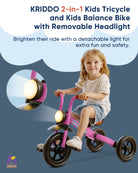 Kriddo Kids Foldable Tricycle with Headlight for 2 to 5 Years Old Pink