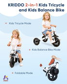 Kriddo Kids Foldable Tricycle with Headlight for 2 to 5 Years Old White