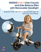 Kriddo Kids Foldable Tricycle with Headlight for 2 to 5 Years Old White