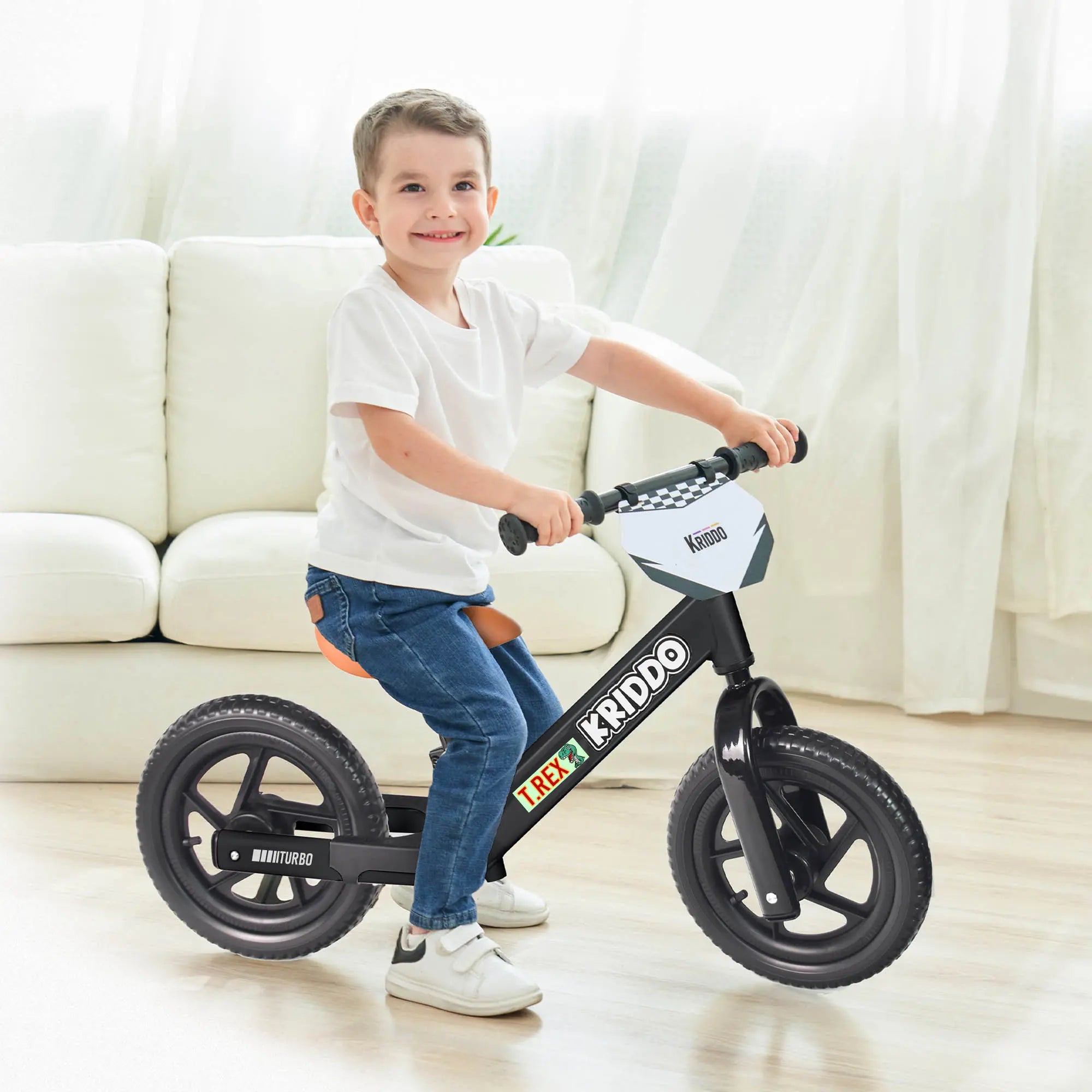 KRIDDO Toddler Beginner Bike for 2 to 5 Years Old with DIY Colorful Stickers Black