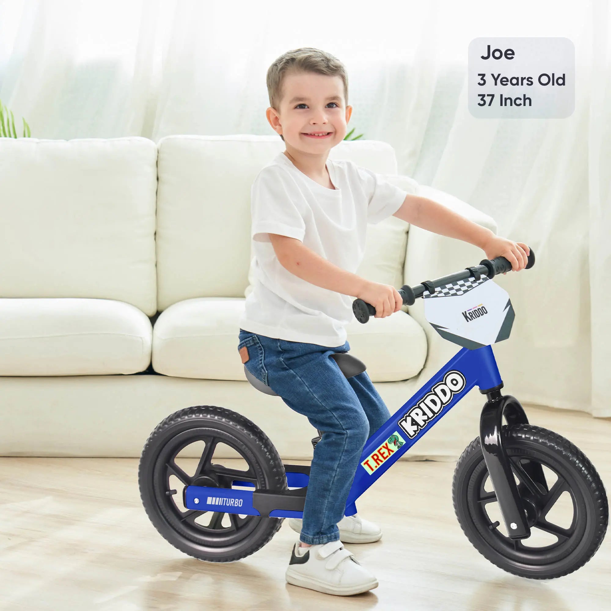 KRIDDO Toddler Beginner Bike for 2 to 5 Years Old with DIY Colorful Stickers Blue