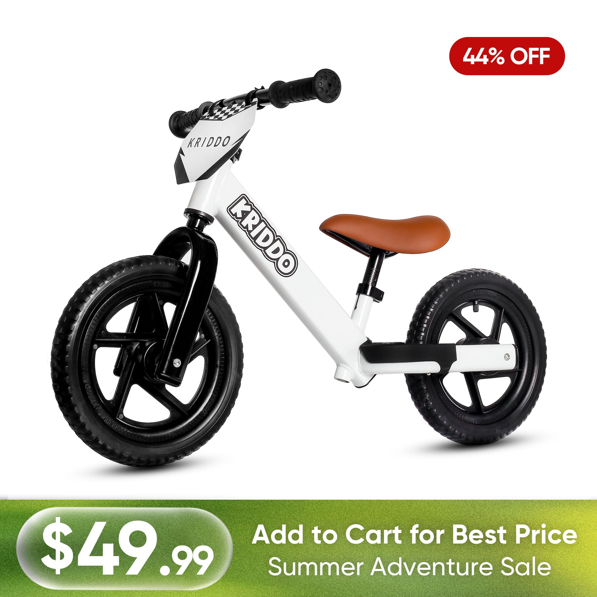 KRIDDO 12 Inch Toddler Balance Bike with Footrest for 2 to 5 Years Old with DIY Stickers