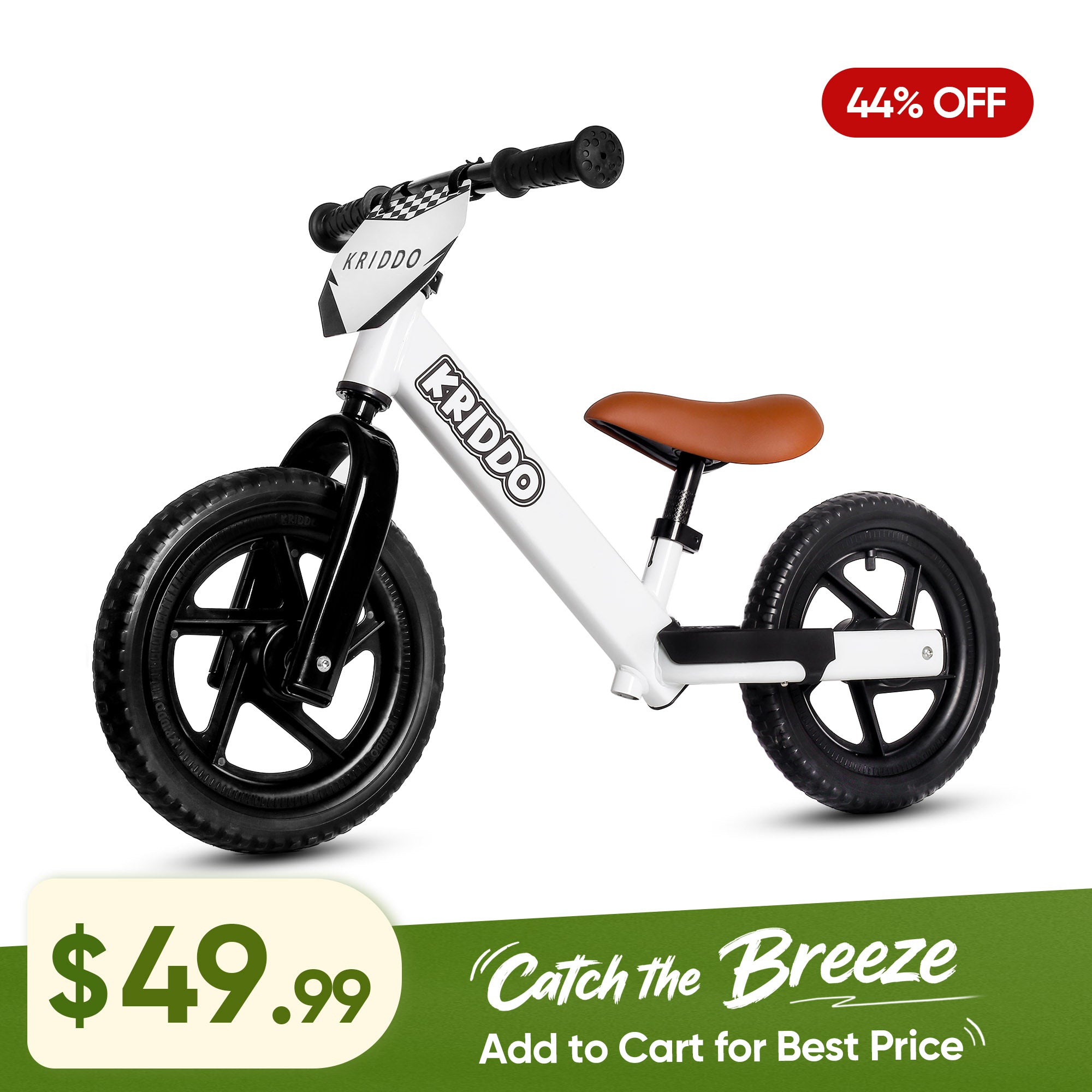 KRIDDO 12 Inch Toddler Balance Bike with Footrest for 2 to 5 Years Old with DIY Stickers