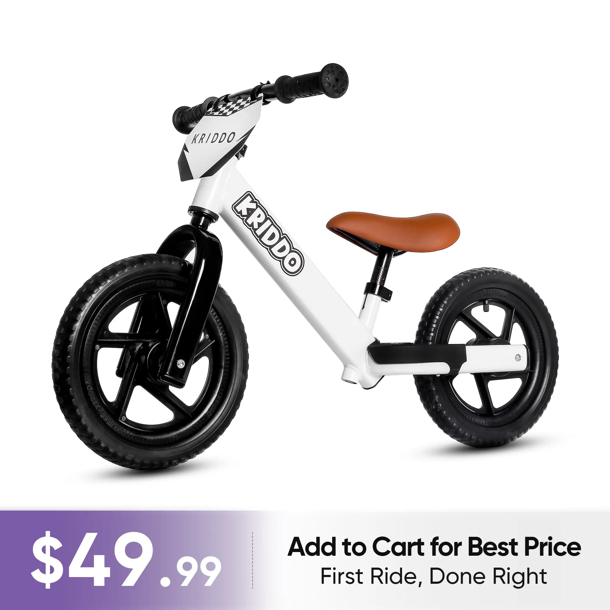 KRIDDO 12 Inch Toddler Balance Bike with Footrest for 2 to 5 Years Old with DIY Stickers