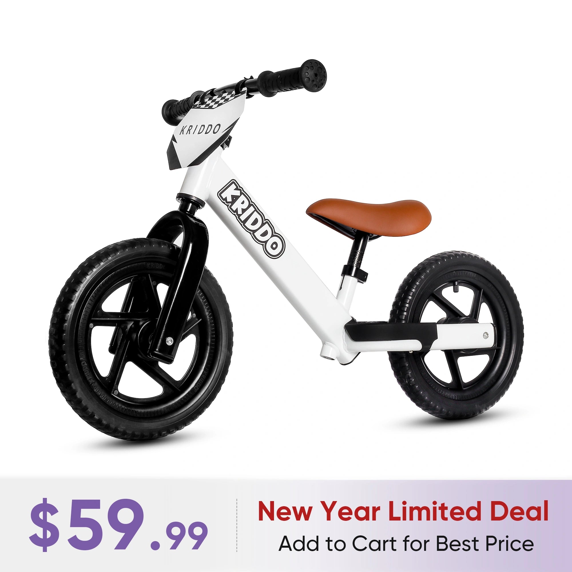 KRIDDO 12 Inch Toddler Balance Bike with Footrest for 2 to 5 Years Old with DIY Stickers