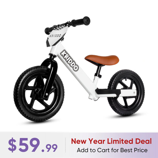 KRIDDO 12 Inch Toddler Balance Bike with Footrest for 2 to 5 Years Old with DIY Stickers