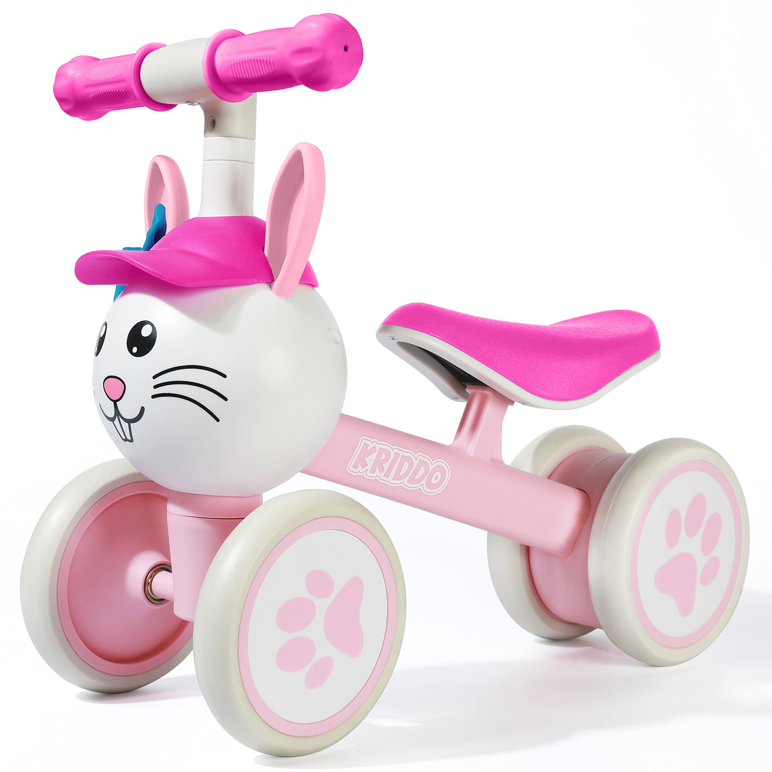 KRIDDO Baby Balance Bike for 1-2 Year Old Boy and Girl, Toddler Mini Bike for One Year Old First Birthday Gifts Baby Toys 12 Months to 2 Year Old Ride-on Toys Gifts Indoor Outdoor Balance Bike, Rabbit