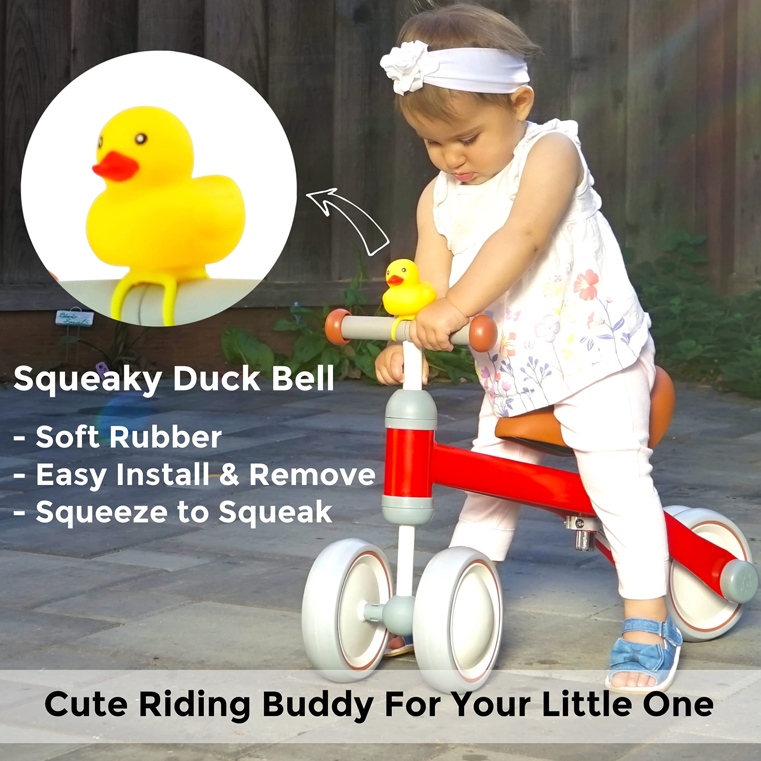 KRIDDO Baby Balance Bike for 1-2 Year Old Boy and Girl Gifts, Toddler Bike with Duck Bell for One Year Old First Birthday Gifts Baby Toys 12 Months to 3 Year Old, Red