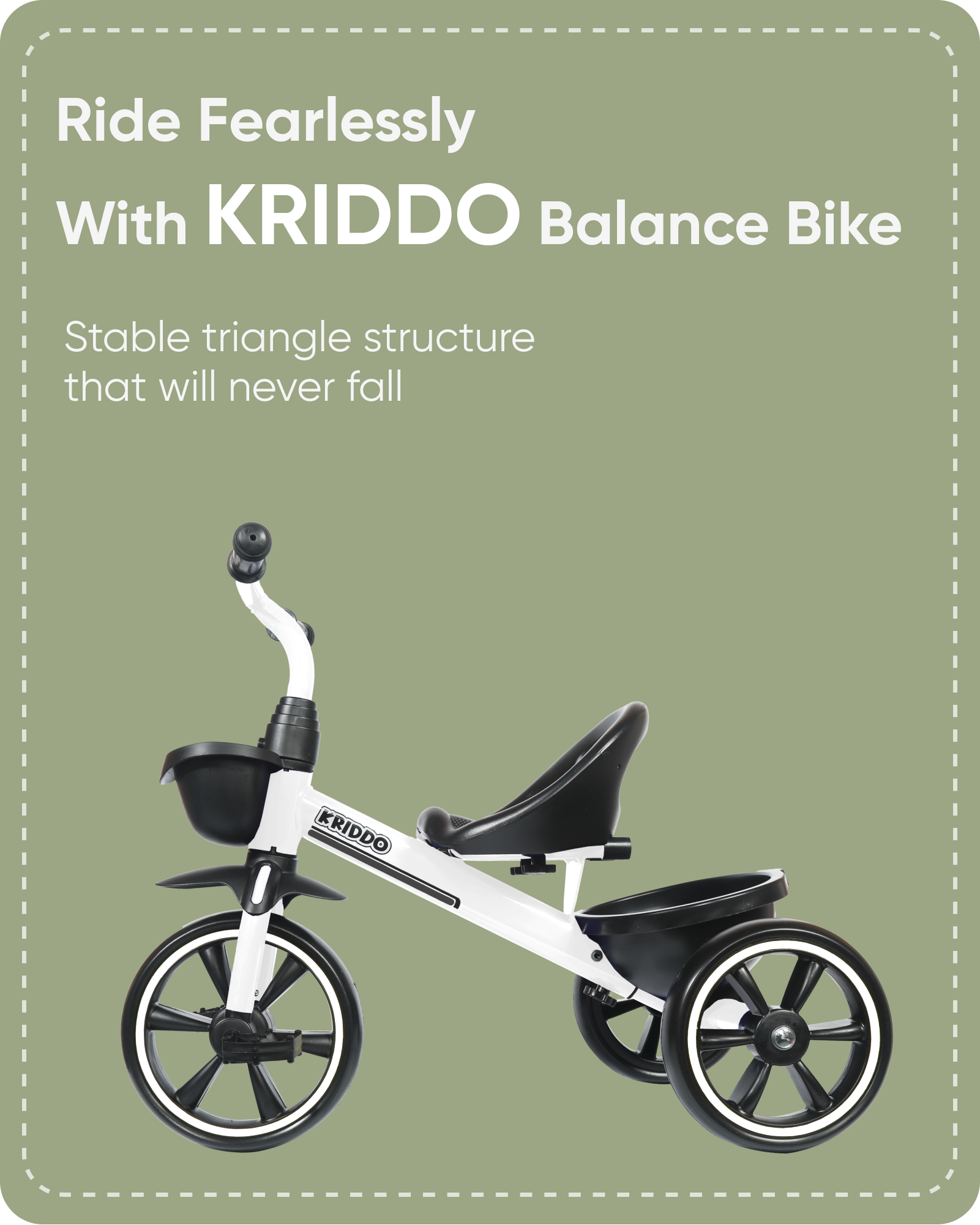 KRIDDO Kids Tricycles for 2-5 Years, Gift Toddler Tricycles for 2-5 Year Olds, Easy Assembly, White