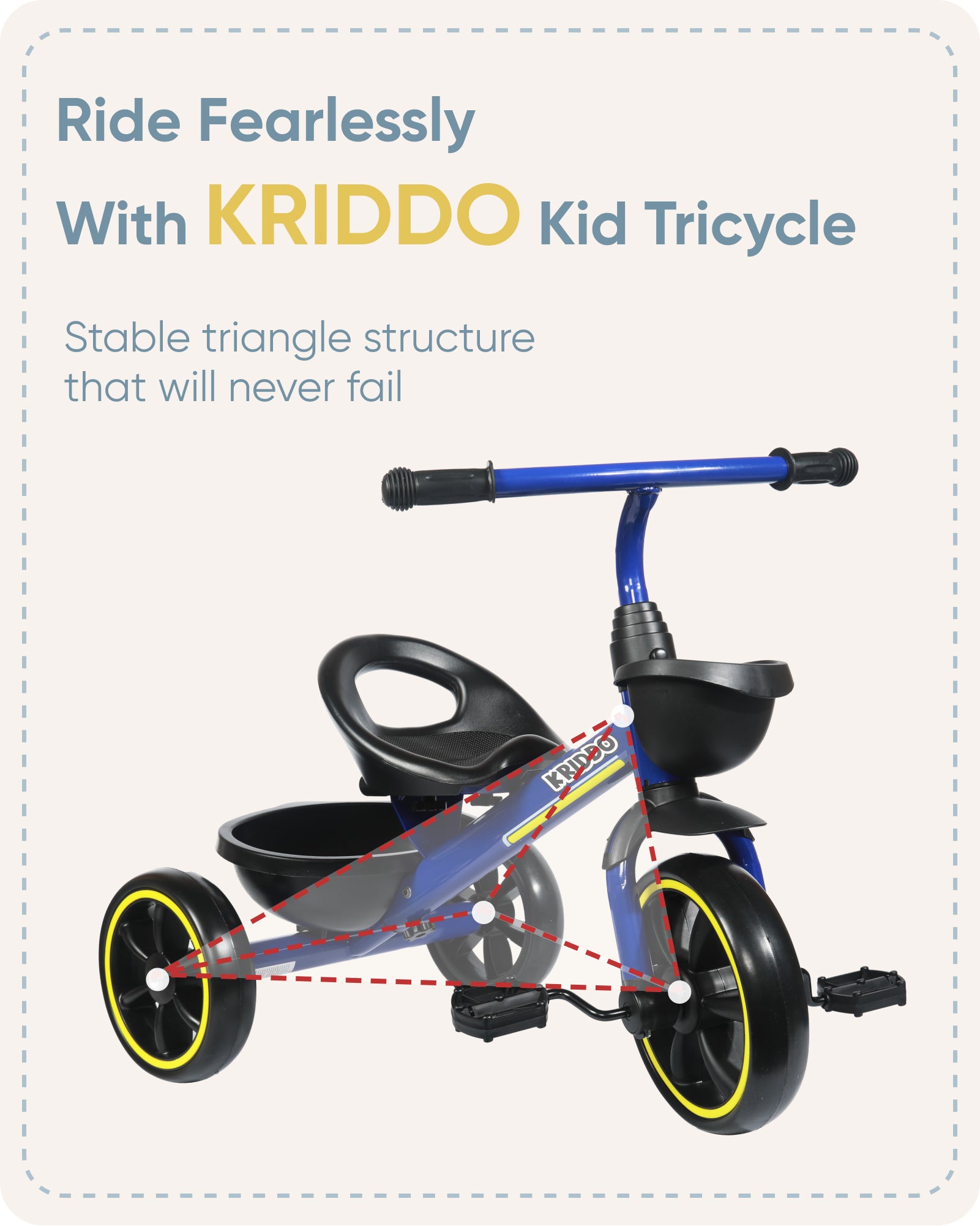 KRIDDO Kids Tricycles for 2- 5 Years, Gift Toddler Tricycles for 2-5 Y