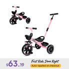 KRIDDO 2-in-1 Toddler Push Tricycle with Handle for 18 Months to 5 Years Old