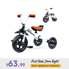 KRIDDO 2-in-1 Foldable Tricycle For Toddlers with Headlight For 2 to 5 Year Old