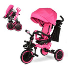 KRIDDO 8-in-1 Kids Tricycle with bell and Adjustable Seat for 18 Months to 5 Years Old Pink