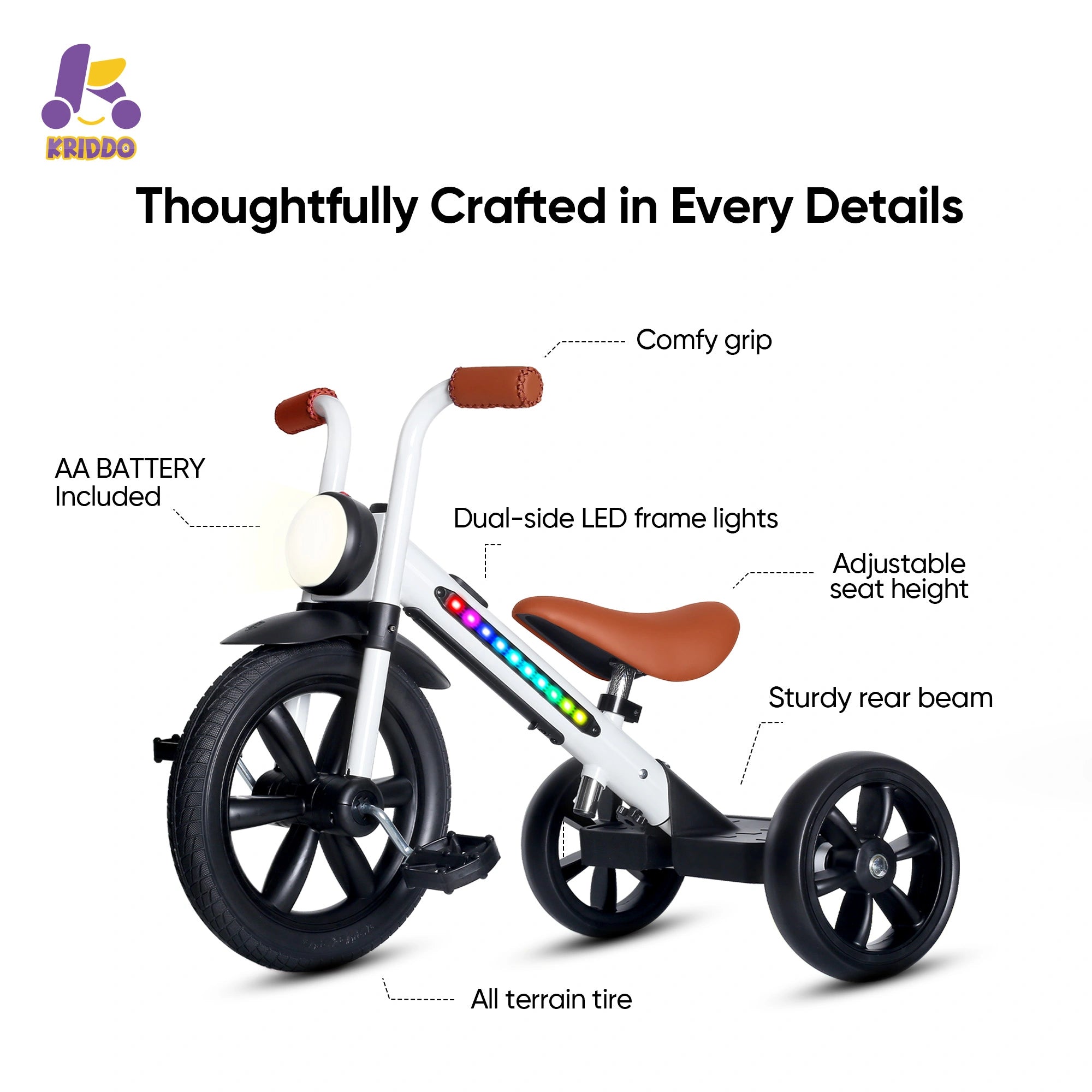 KRIDDO light up tricycle with features