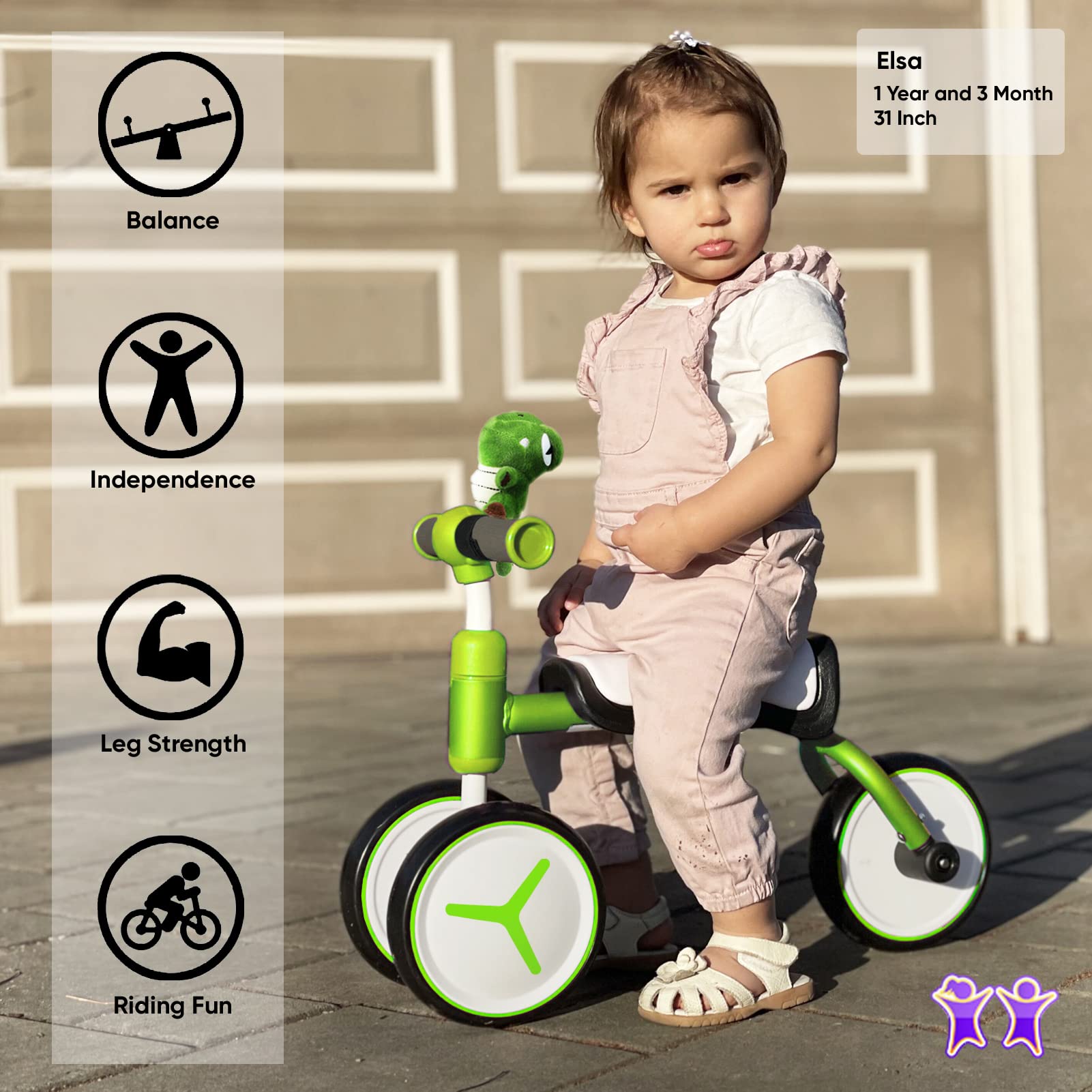 KRIDDO Baby Balance Bike for 1-2 Year Old Boy and Girl, Toddler Mini Bike for One Year Old First Birthday Gifts Baby Toys 12 Months to 2 Year Old Ride-on Toys Gifts Indoor Outdoor Balance Bike