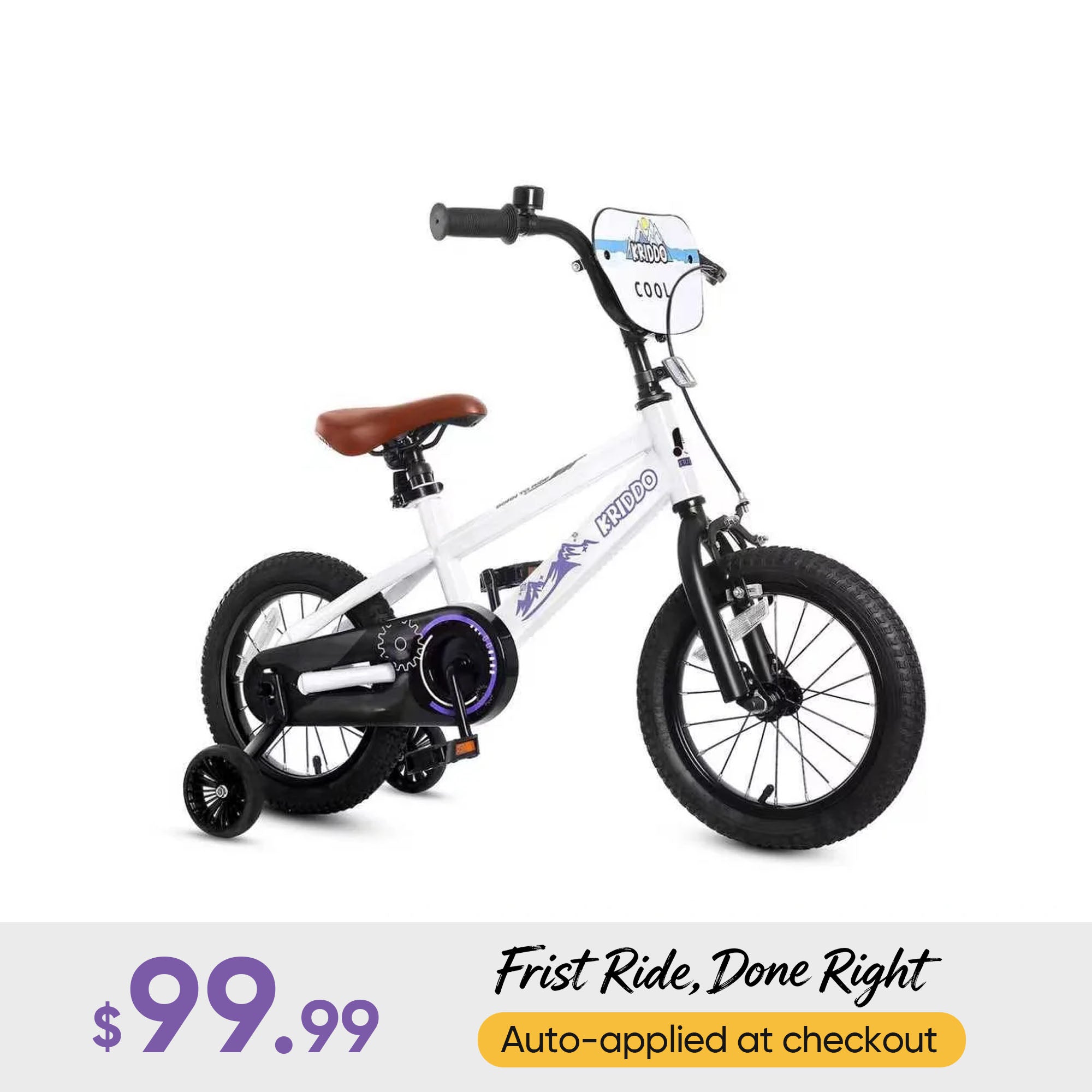 KRIDDO 14 Inch Bike with Training Wheels for 3 to 6 Years Old