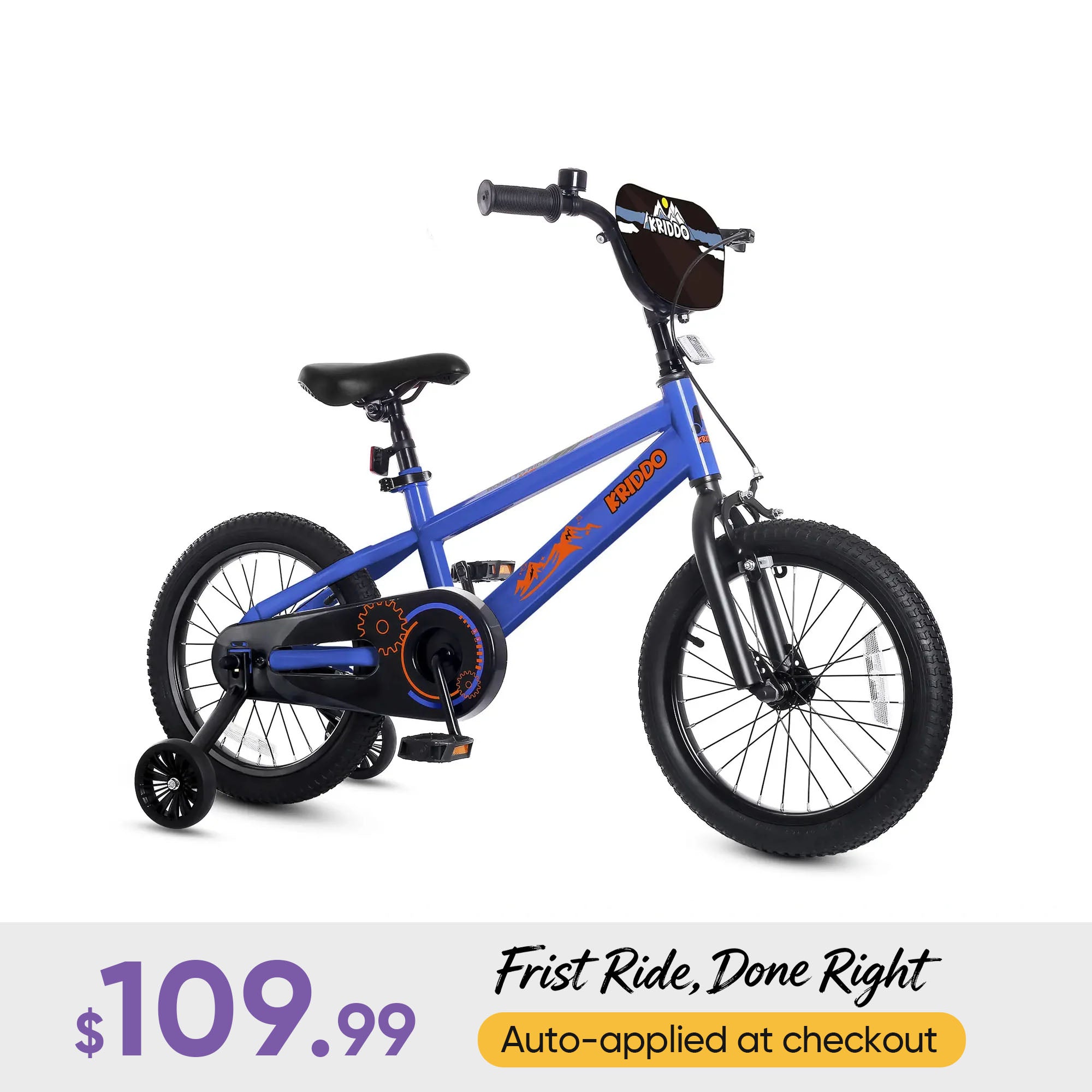 KRIDDO 16 Inch Bike with Training Wheels for 4 to 8 Years Old