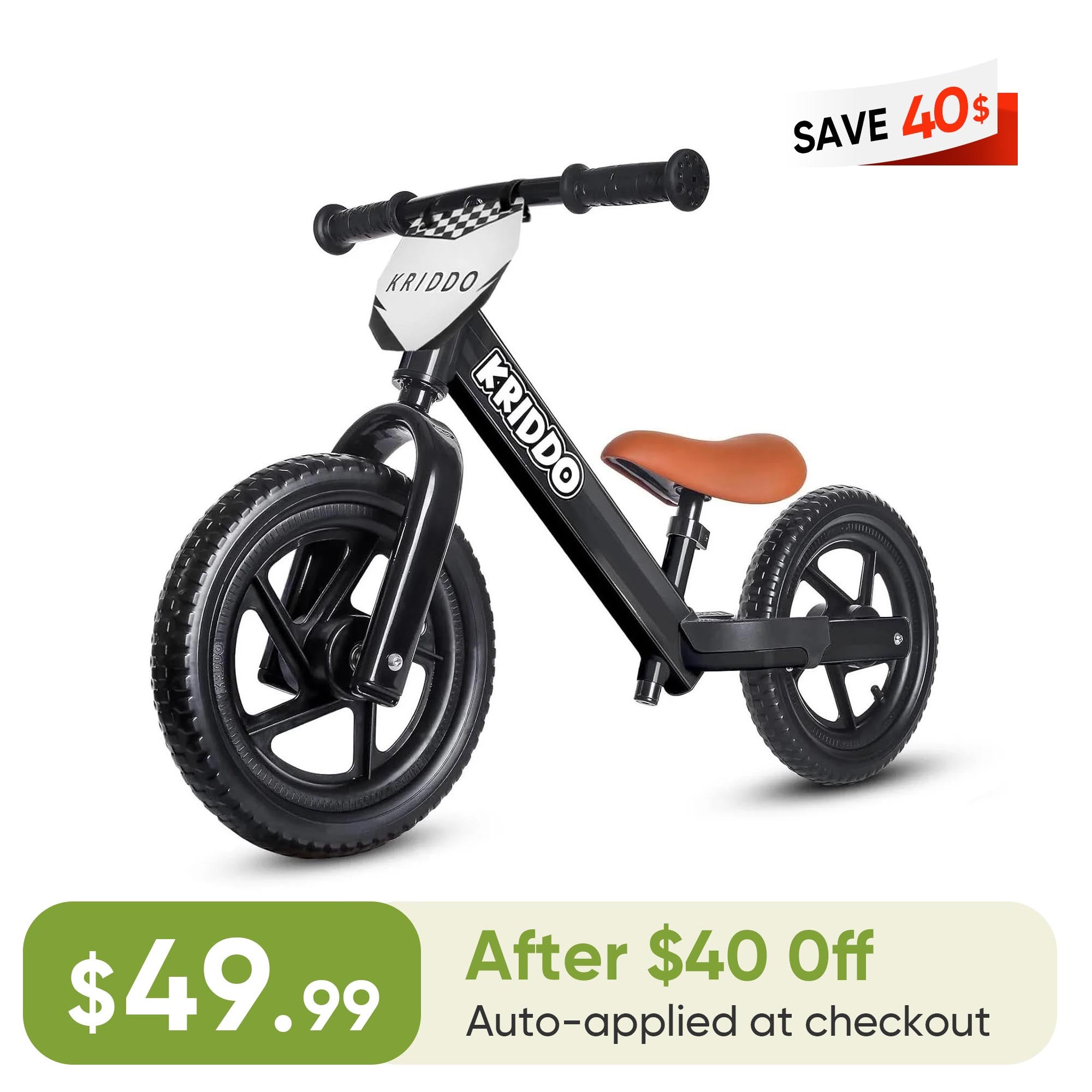 KRIDDO Toddler Beginner Bike for 2 to 5 Years Old with DIY Colorful Stickers Black