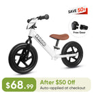 KRIDDO 12 Inch Toddler Balance Bike with Custom Name Plate for Ages 2–5 White, Includes Free Protective Gear Set