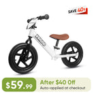 KRIDDO 12 Inch Toddler Balance Bike with Custom Name Plate for Ages 2–5 White