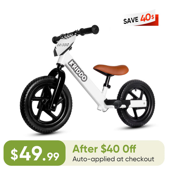 KRIDDO 12 Inch Toddler Balance Bike with Footrest for 2 to 5 Years Old with DIY Stickers