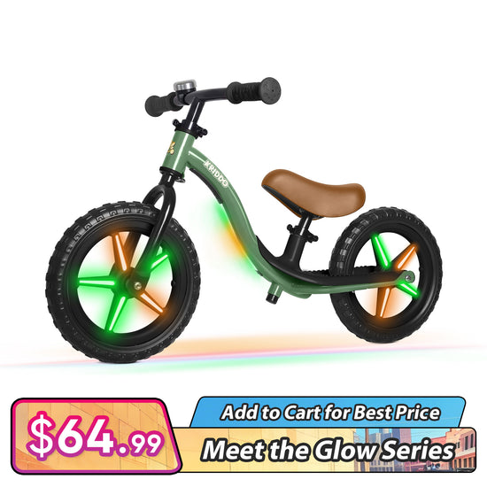 KRIDDO Glowing Balance Bike with Flashing Wheels for 2 to 5 Years Old
Green