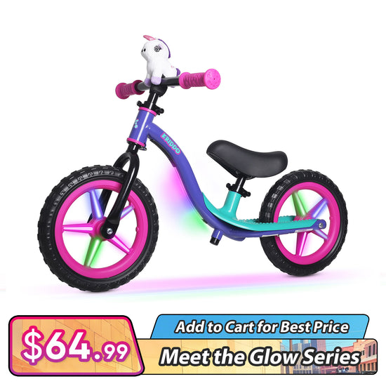 KRIDDO Glowing Balance Bike with Flashing Wheels for 2 to 5 Years Old
Purple