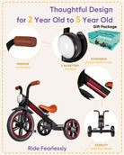 Kriddo Kids Tricycle with Headlight and Removable Pedals for 2 to 5 Years Old Black