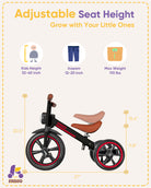 Kriddo Kids Tricycle with Headlight and Removable Pedals for 2 to 5 Years Old Black