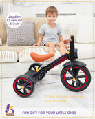 Kriddo Kids Tricycle with Headlight and Removable Pedals for 2 to 5 Years Old Black