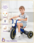 Kriddo Kids Tricycle with Headlight and Removable Pedals for 2 to 5 Years Old Blue