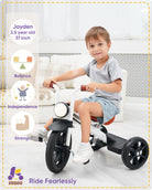 Kriddo Kids Tricycle with Headlight and Removable Pedals for 2 to 5 Years Old White