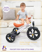 Kriddo Kids Tricycle with Headlight and Removable Pedals for 2 to 5 Years Old White