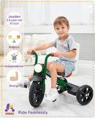 Kriddo Kids Tricycle with Headlight and Removable Pedals for 2 to 5 Years Old Green