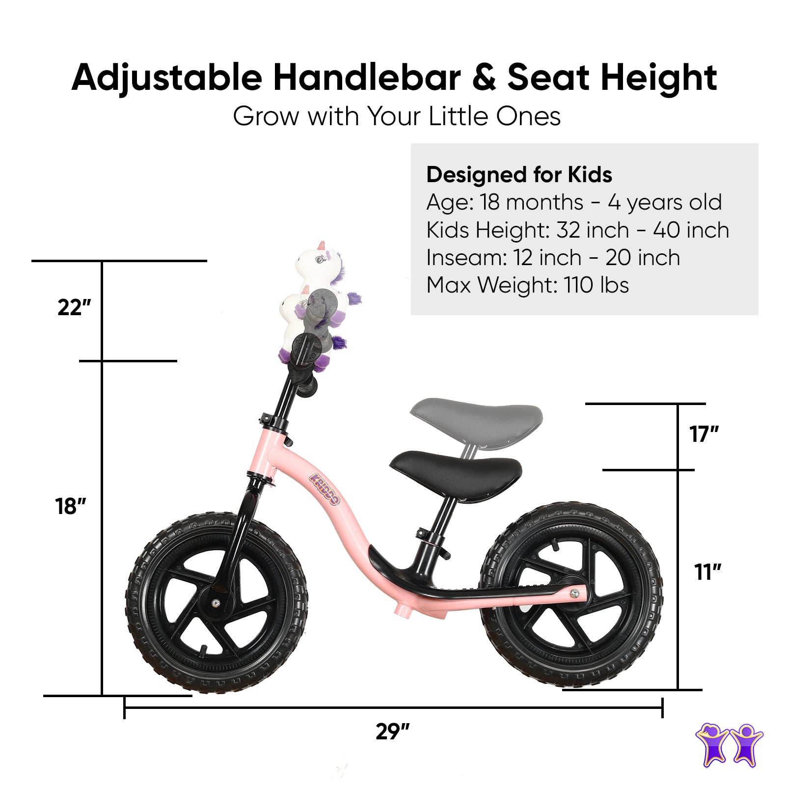 KRIDDO Toddler Balance Bike 2 Year Old Age 18 Months to 5 Years Old